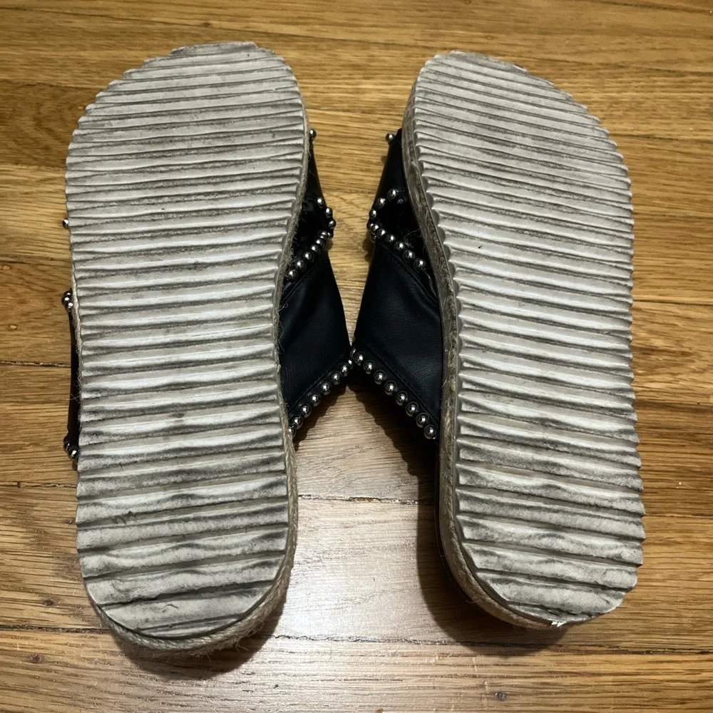 Zara Black Studded Leather Slide Sandals - Picture 4 of 4